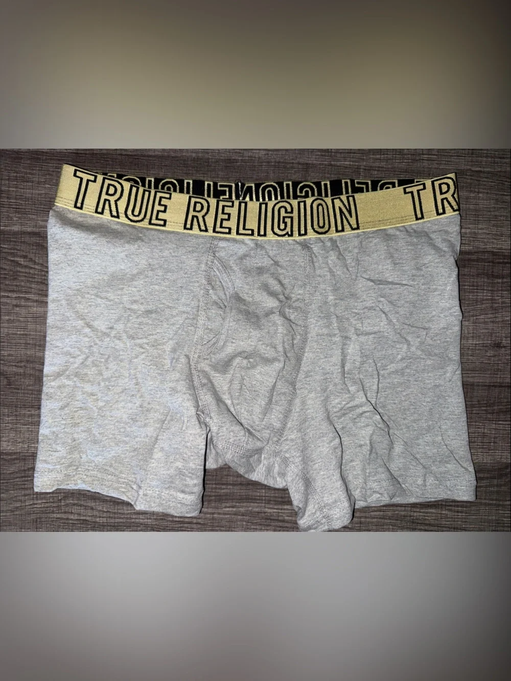 True Religion Light Gray Boxer Briefs with Yellow Branded Waistband